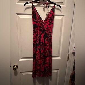 Charlotte Russe Red and Black Patterned Midi Dress